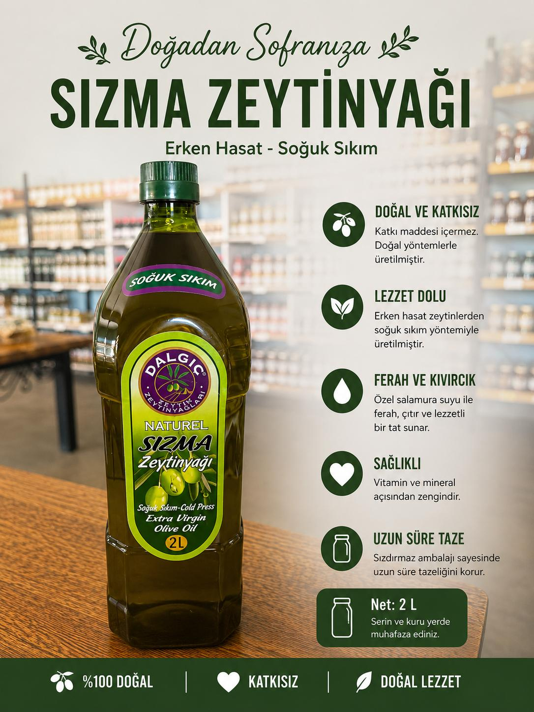 Dalgıç ilk hasat sızma zeytinyağı pet 2lt