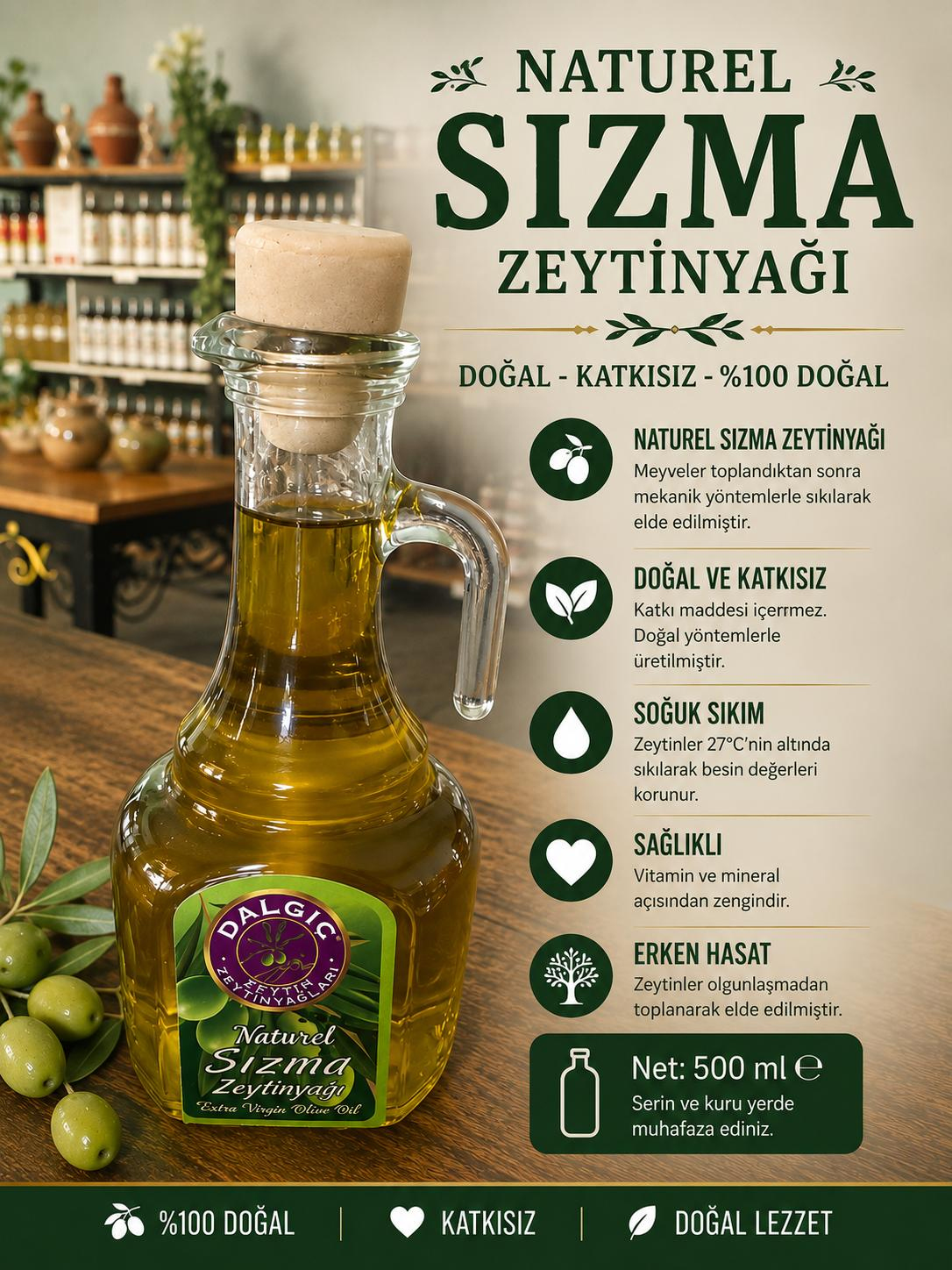 dalgıç sızma zeytinyağı ibrik 250ml cam