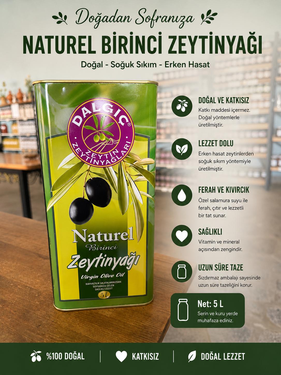 Dalgıç Naturel Birinci Zeytinyağı 5 lt