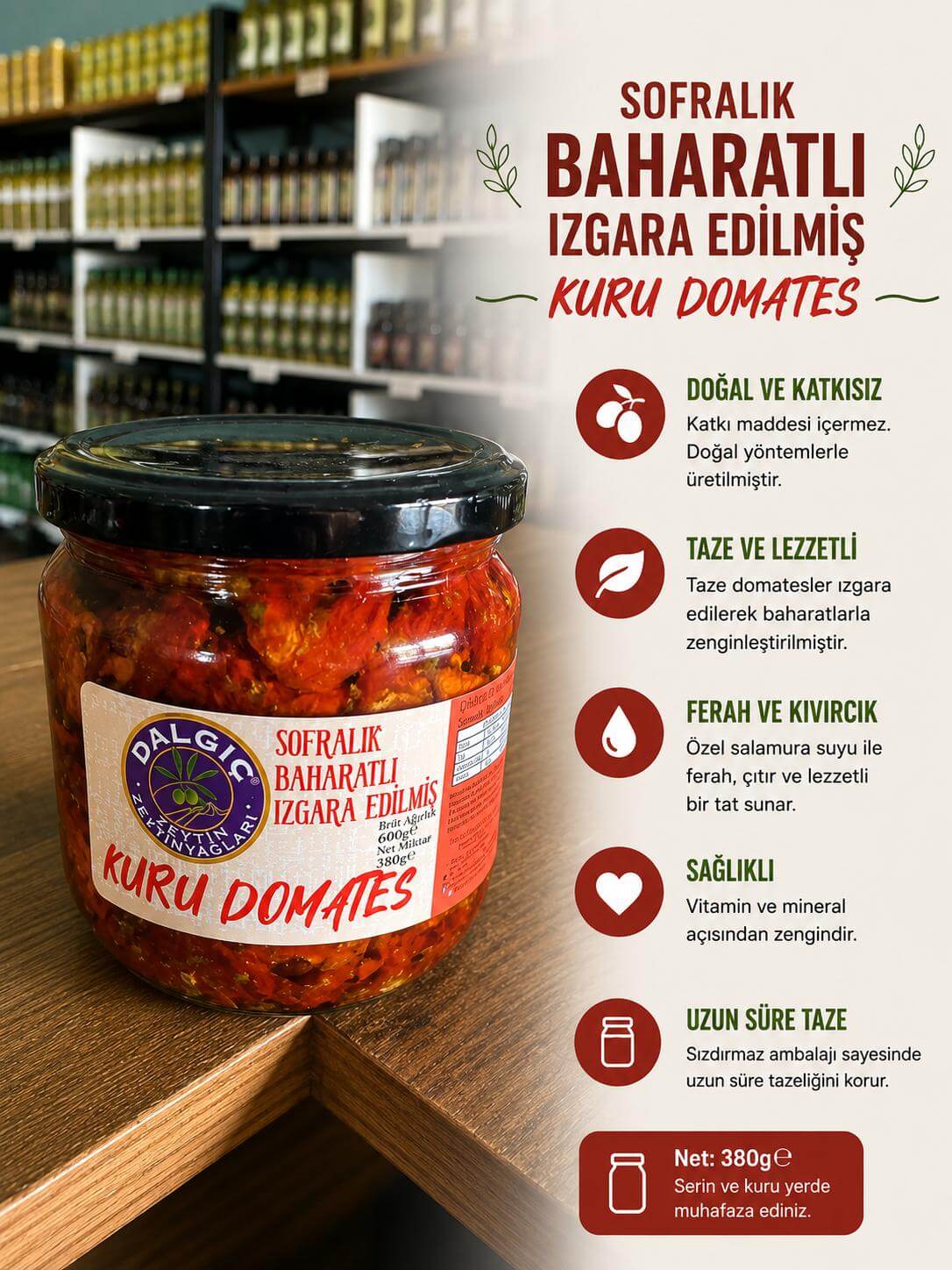 Dalgıç Baharatlı Izgara Edilmiş Kuru Domates