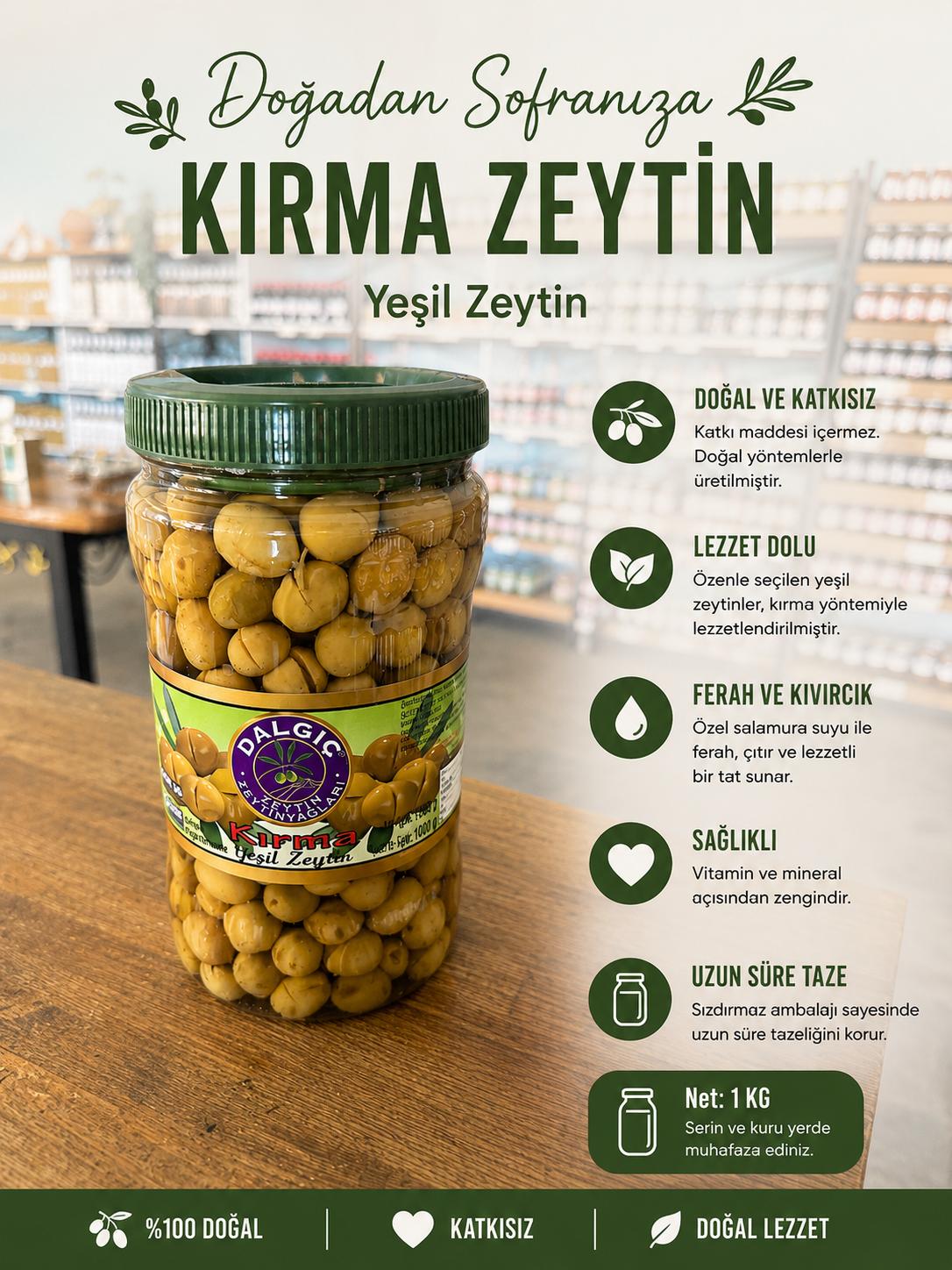 Dalgıç Kırma Zeytin 1Kg