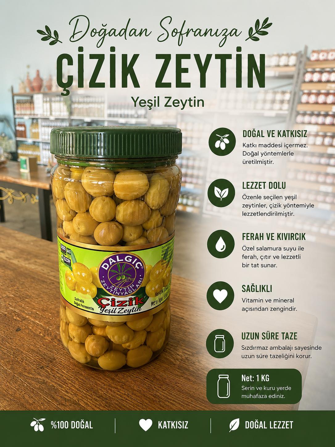 Dalgıç Çizik Zeytin 1 kg