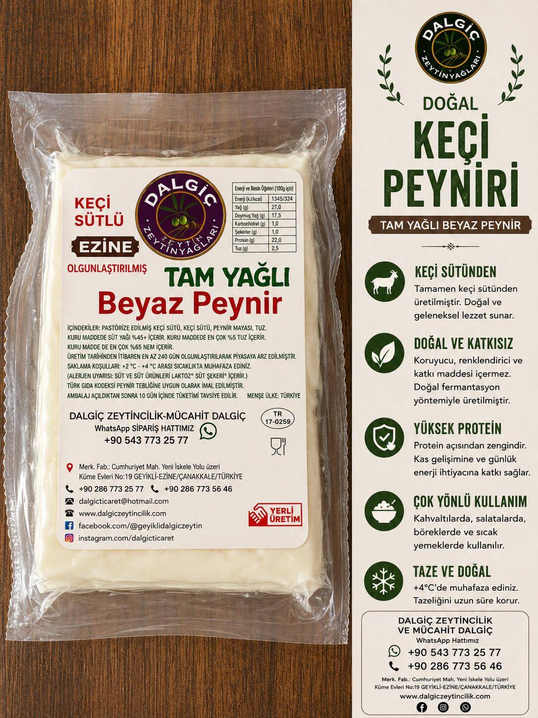 Dalgıç Tam Yağlı Ezine Keçi Peyniri