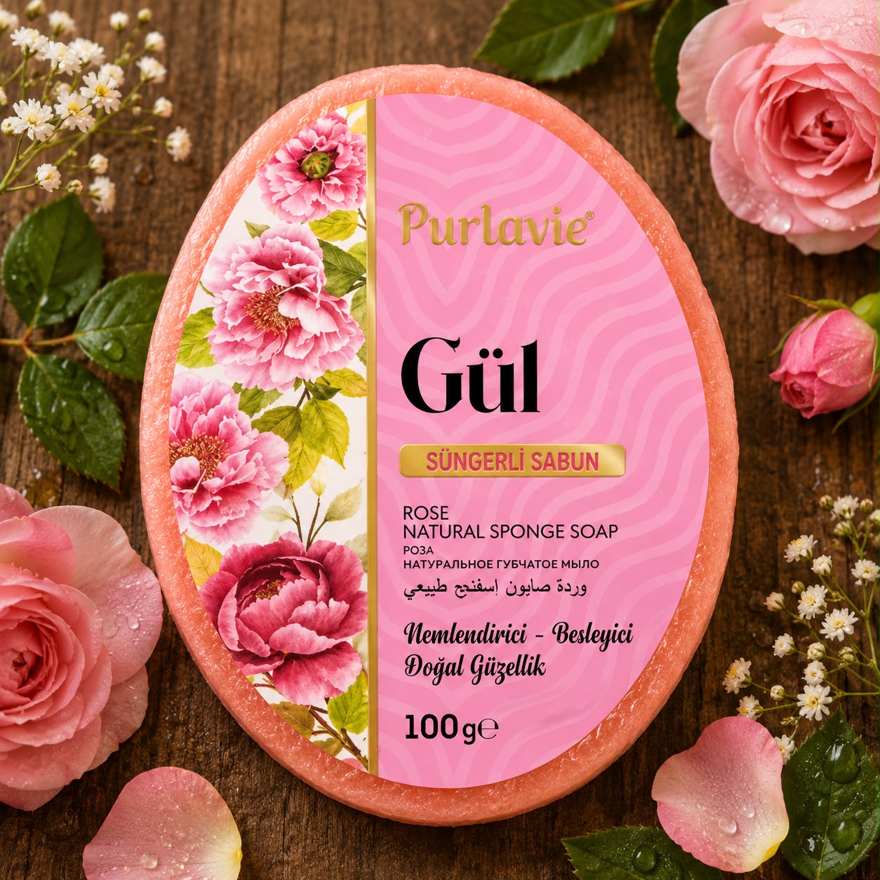 Süngerli Gül Sabunu 100gr